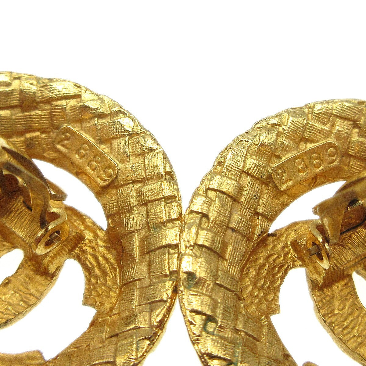Chanel Vintage Cc Round Cutout Clip-On Earrings Metal Gold Gold_Plated Earrings Jewelry