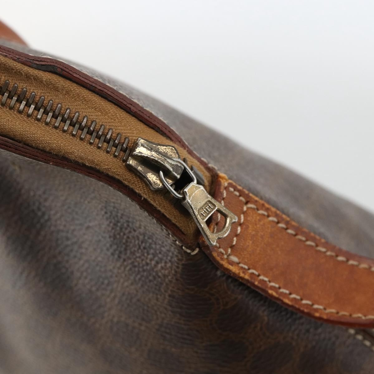 Celine Macadam Handbag Macadam With Leather Brown Canvas Handbag