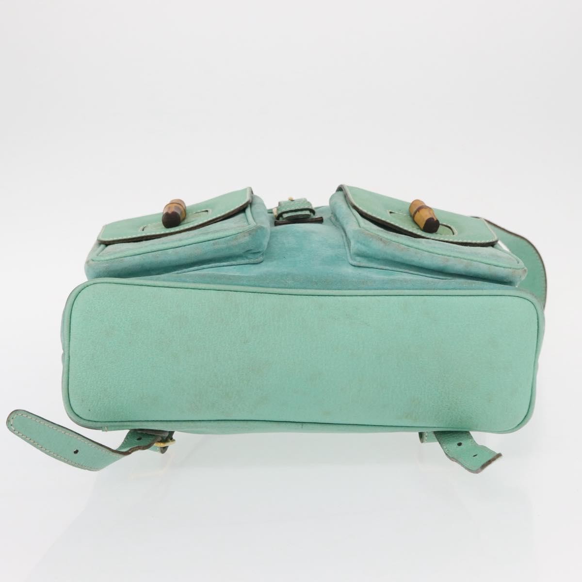 Gucci Vintage Bamboo Backpack Suede Green Suede Backpack Bag (Pre-Owned)
