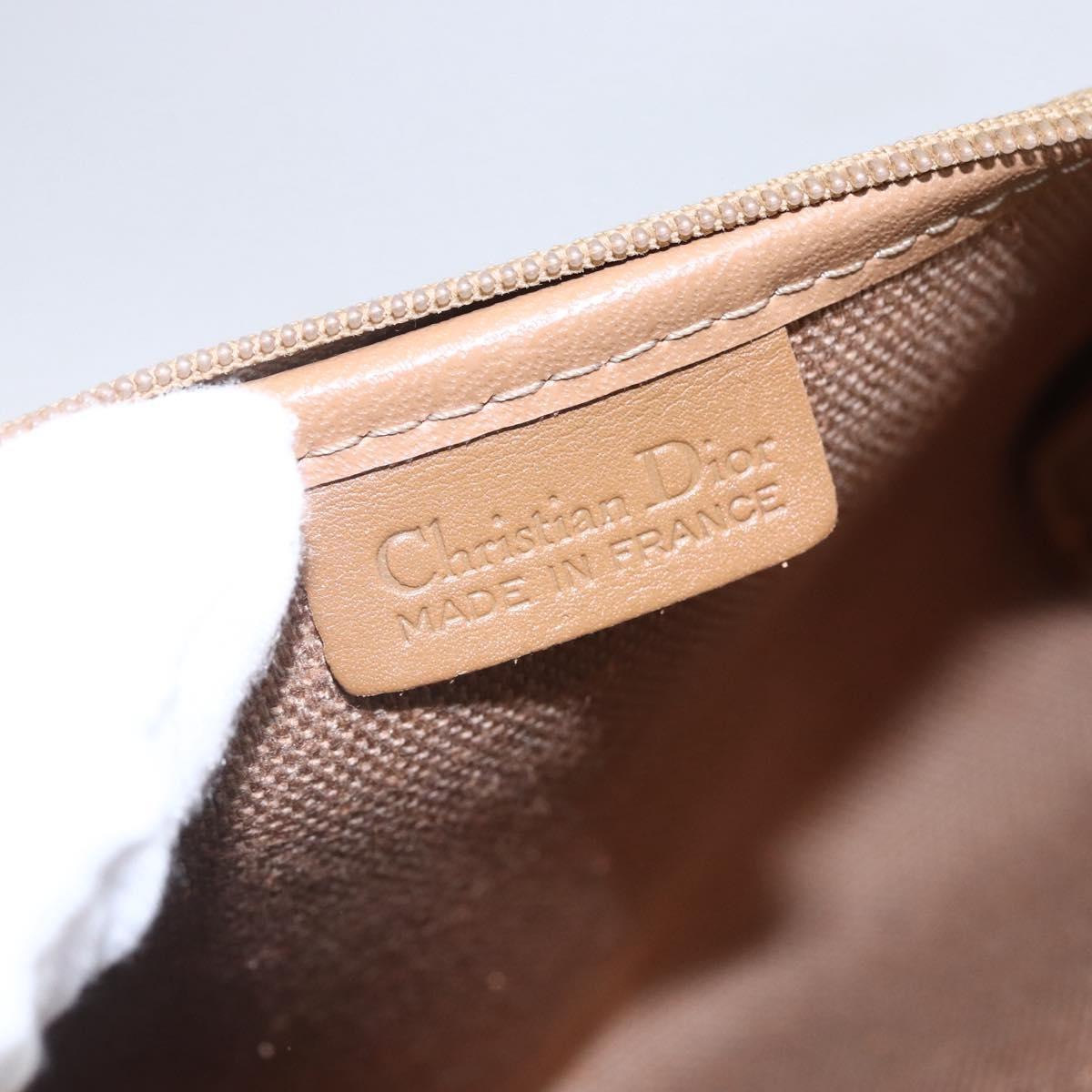 Christian Dior Vintage Honeycomb Zip Pouch Canvas And Leather Beige Canvas Clutche & Pouche Bag (Pre-Owned)