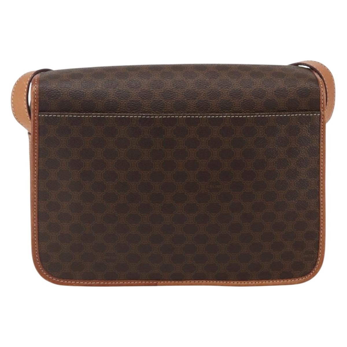 Celine Vintage Macadam Shoulder Bag Canvas And Leather Brown Canvas Shoulder Bag Bag