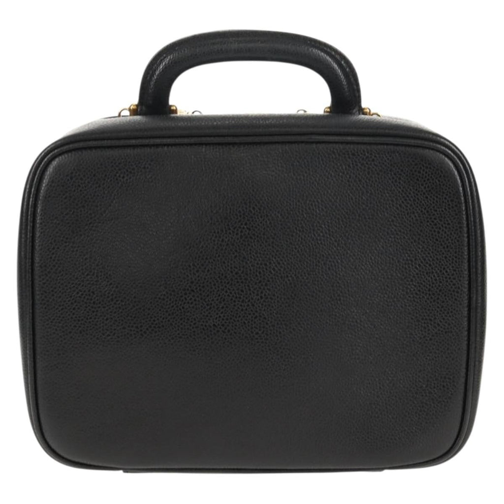 Chanel Vintage Timeless Zip Around Vanity Case Caviar Black Leather Clutche & Pouche Bag