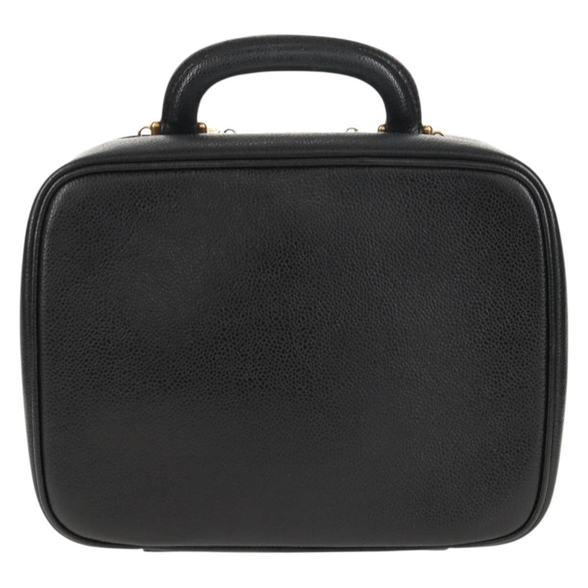 Chanel Vintage Timeless Zip Around Vanity Case Caviar Black Leather Clutche & Pouche Bag