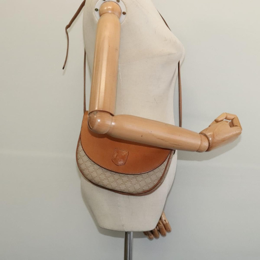 Celine Macadam Shoulder Bag Pvc Leather Beige Canvas Bag
