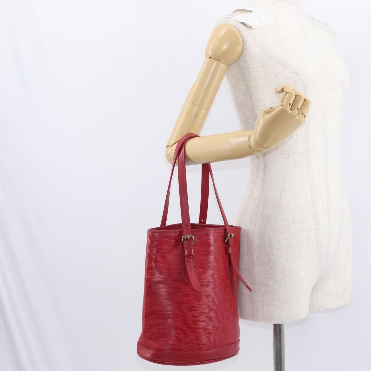 Louis Vuitton Bucket Bag Epi Leather Red Leather Shoulder Bag