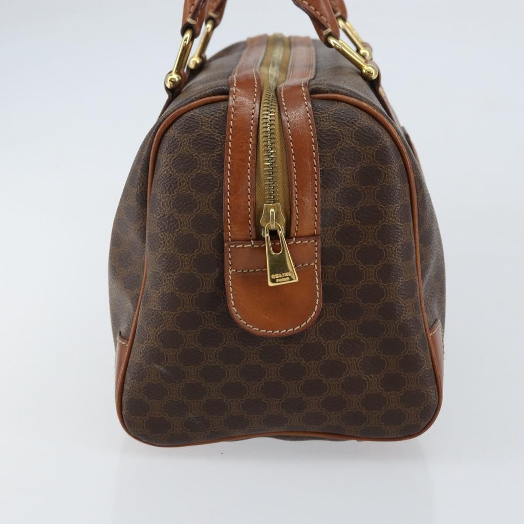 Celine Vintage Macadam Boston Bag Canvas Brown Canvas Handbag