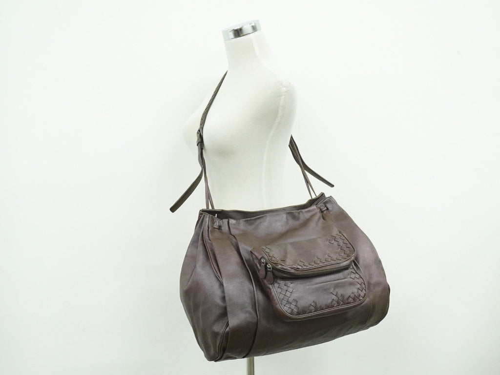 Bottega Veneta Intrecciato Shoulder Bag Leather Brown Leather Shoulder Bag Bag