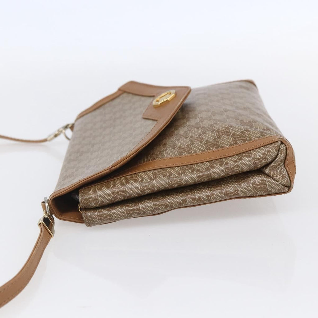 Celine Vintage Macadam Shoulder Bag Canvas And Leather Beige Canvas Shoulder Bag Bag