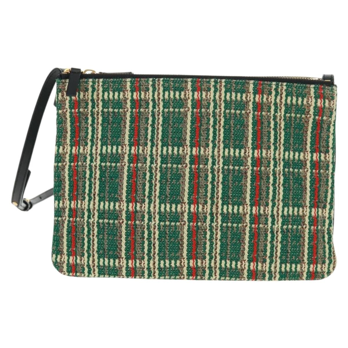 Celine Trio Crossbody Bag Tweed Green Tweed Shoulder Bag Bag