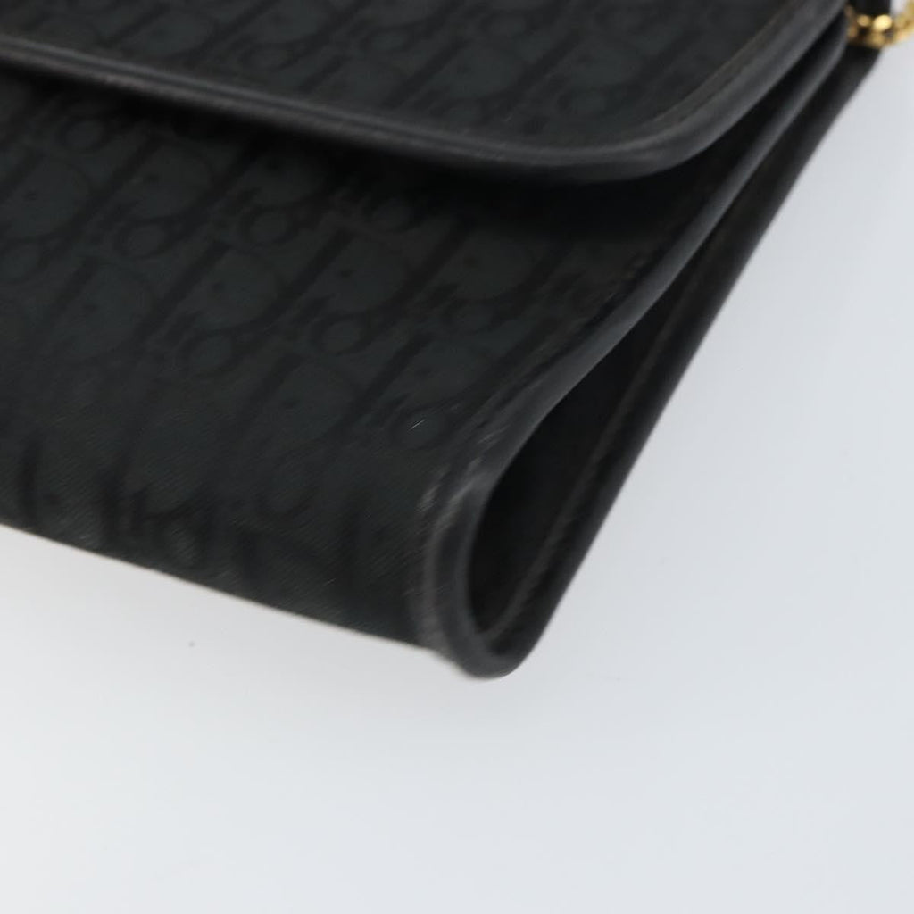 Christian Dior Vintage Chain Flap Shoulder Bag Diorissimo Canvas Black Canvas Shoulder Bag Bag (Pre-Owned)