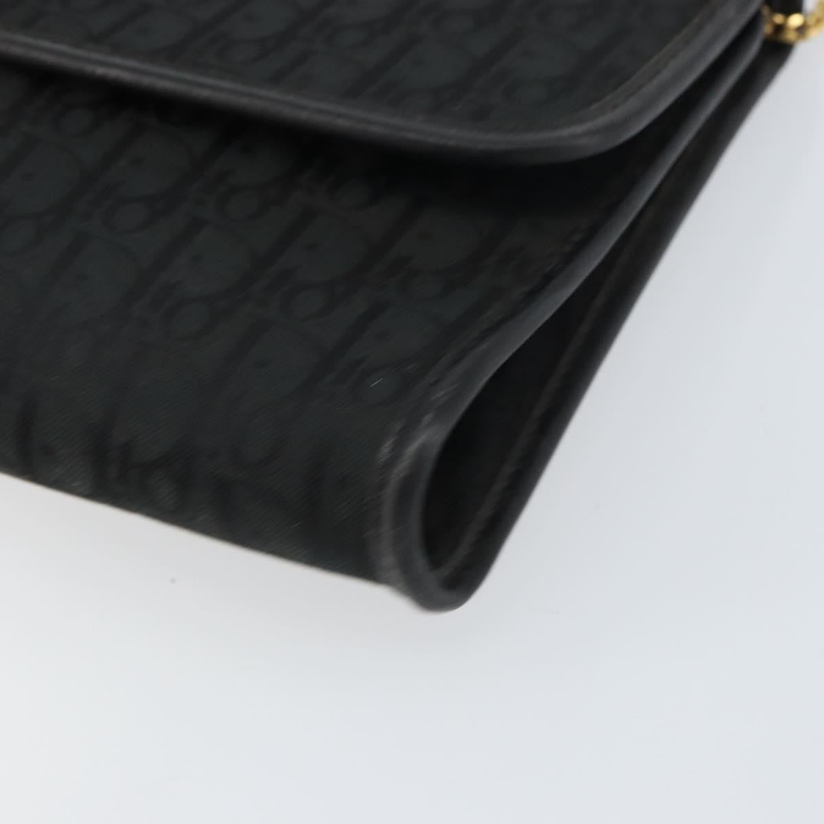 Christian Dior Vintage Chain Flap Shoulder Bag Diorissimo Canvas Black Canvas Shoulder Bag Bag (Pre-Owned)