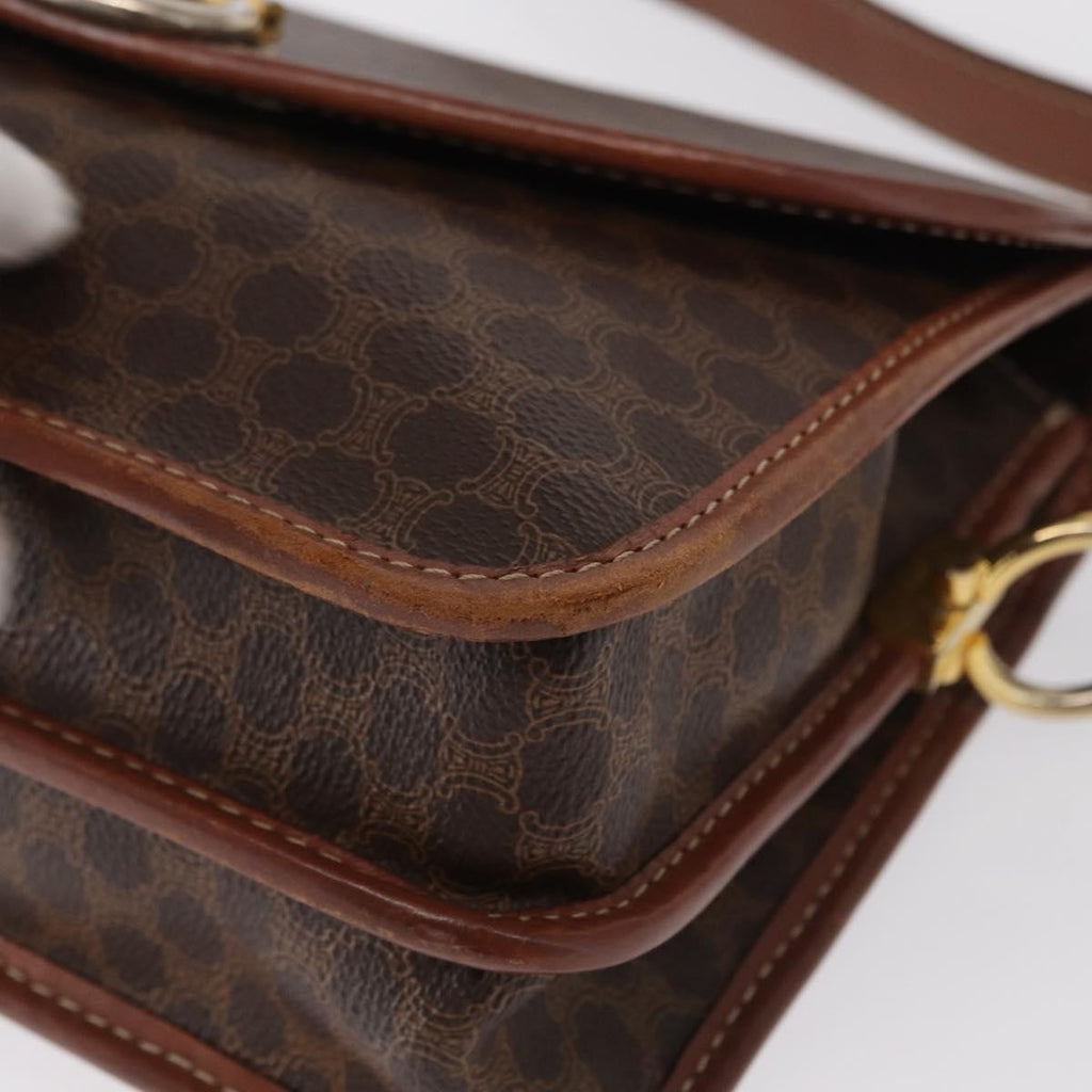 Celine Vintage Macadam Shoulder Bag Canvas Brown Canvas Shoulder Bag Bag