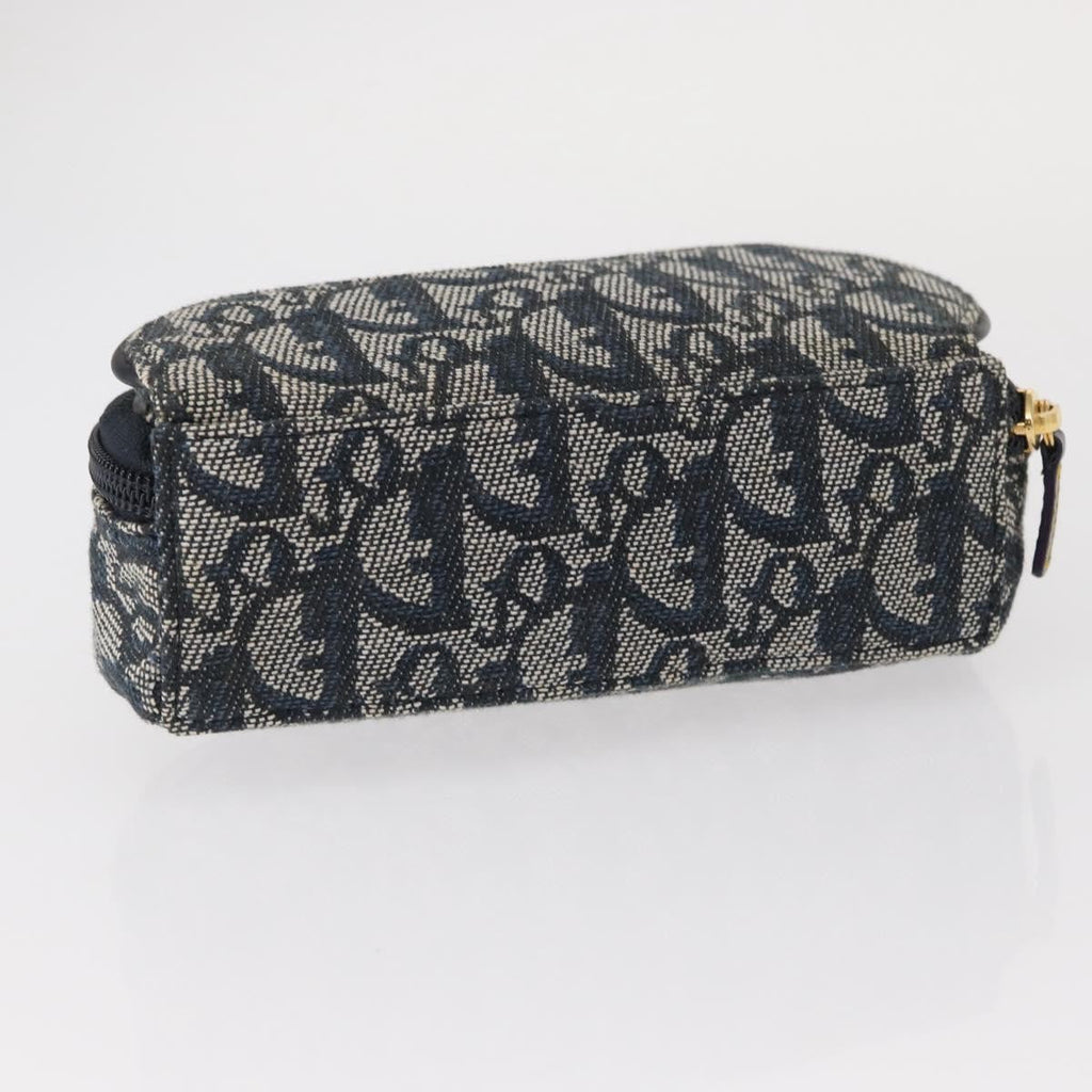 Christian Dior Saddle Zip Pouch Diorissimo Canvas Blue Canvas Clutche & Pouche Bag (Pre-Owned)