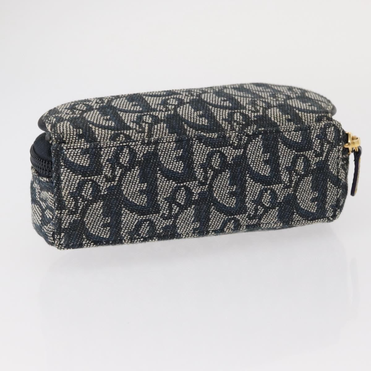 Christian Dior Saddle Zip Pouch Diorissimo Canvas Blue Canvas Clutche & Pouche Bag (Pre-Owned)