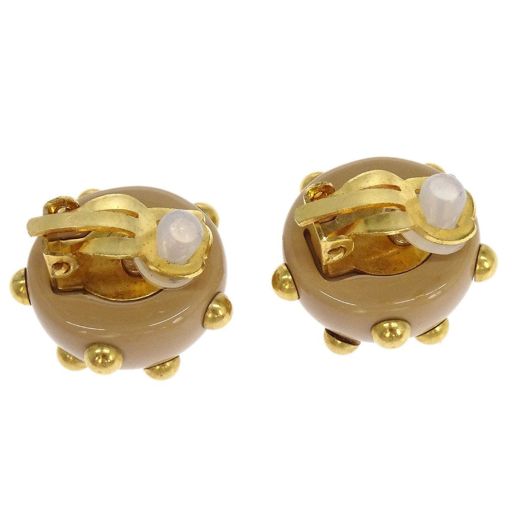 Chanel Vintage Cc Round Cutout Clip-On Earrings Metal Beige Gold_Plated Earrings Jewelry
