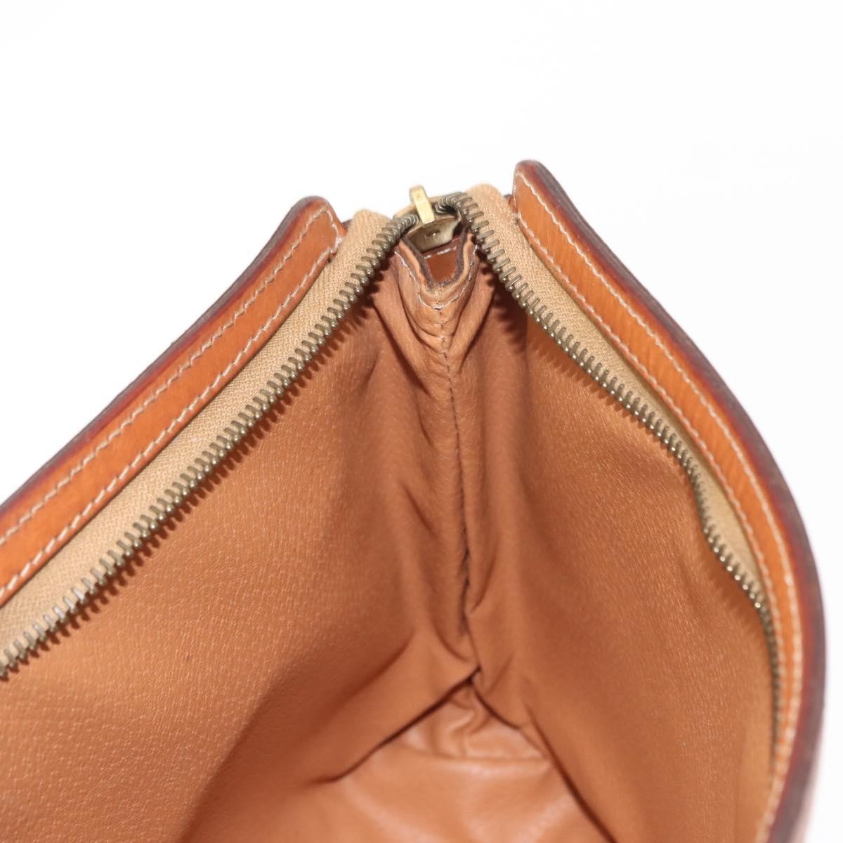 Celine Circle Logo Macadam Pouch Canvas And Leather Brown Canvas Clutche & Pouche Bag