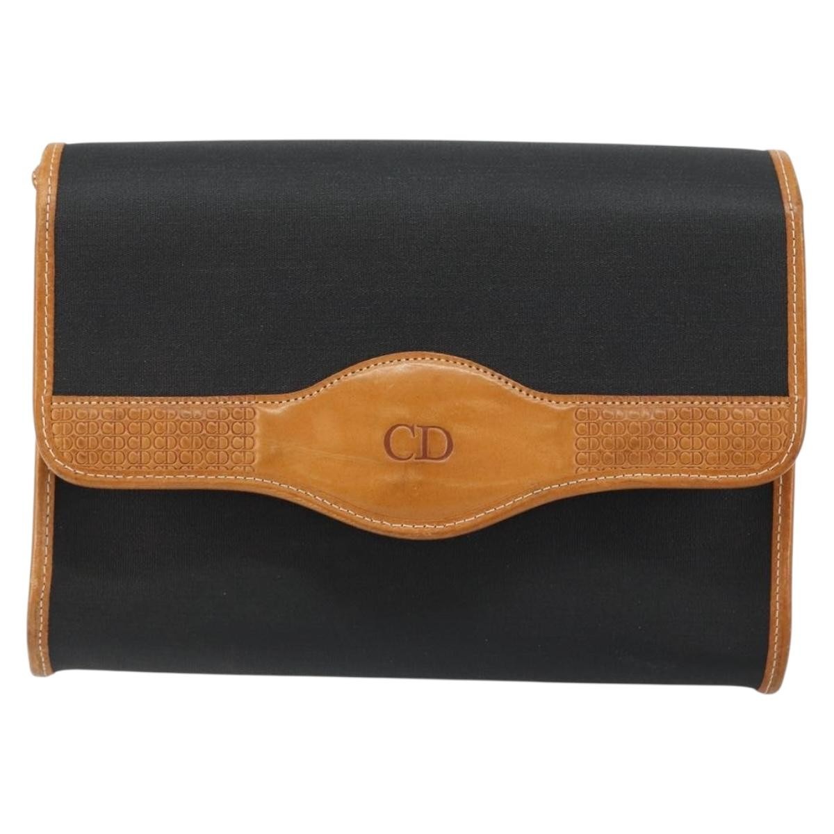 Christian Dior Vintage Cd Logo Shoulder Bag Leather Black Leather Shoulder Bag Bag (Pre-Owned)