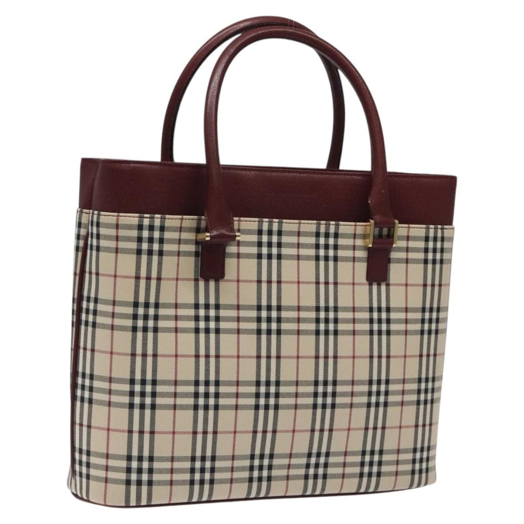 Burberry Nova Check Tote Canvas And Leather Beige Canvas Tote Bag