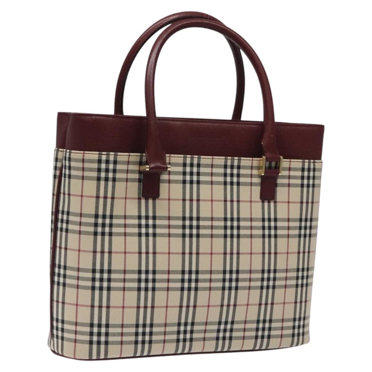 Burberry Nova Check Tote Canvas And Leather Beige Canvas Tote Bag