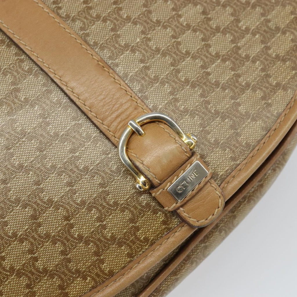Celine Vintage Macadam Shoulder Bag Canvas Beige Canvas Shoulder Bag Bag