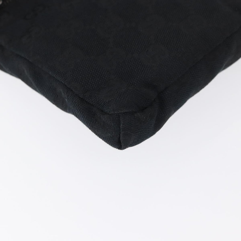 Gucci Vintage Double Belt Bag Gg Canvas With Leather Black Canvas Clutche & Pouche Bag (Pre-Owned)