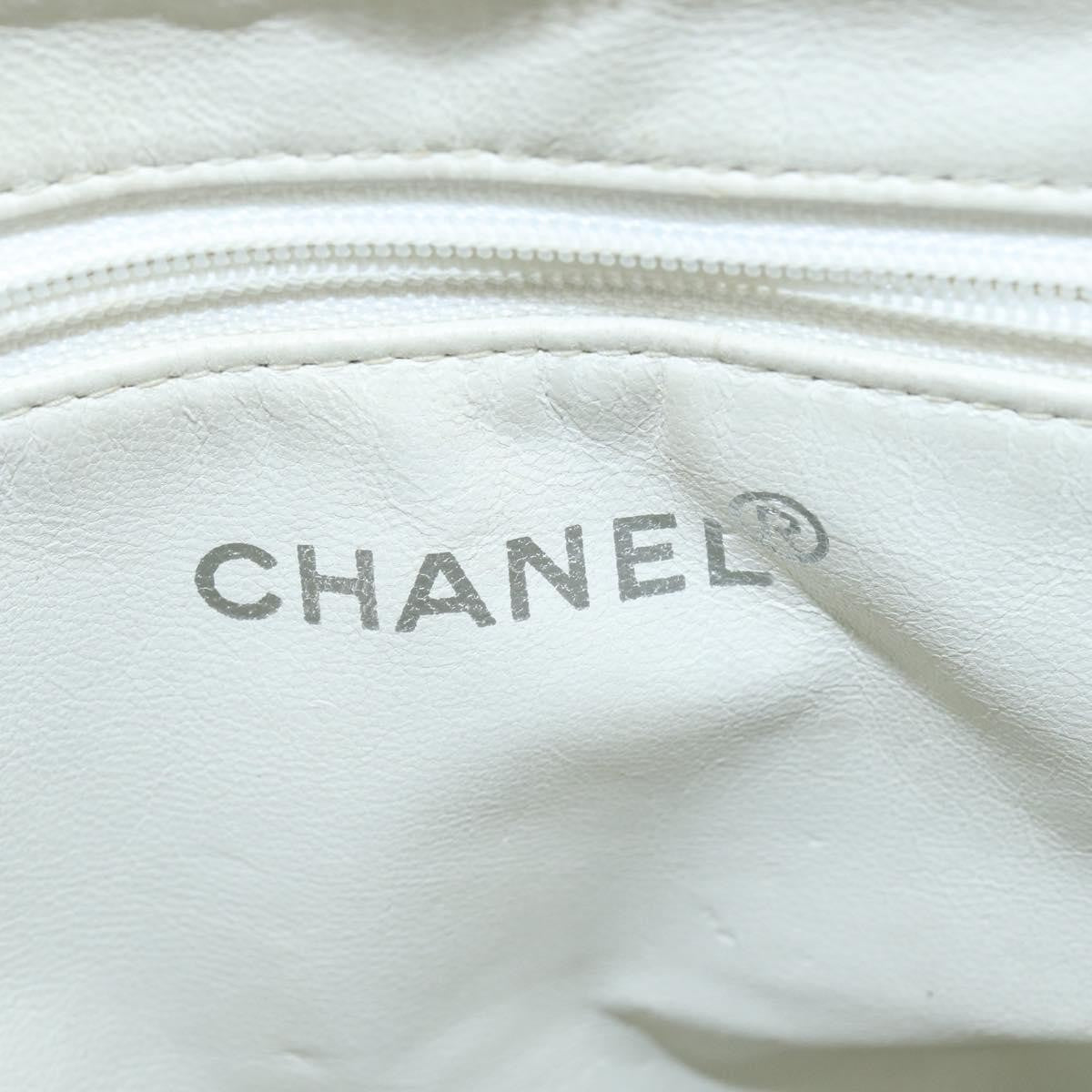 Chanel Vintage Cc Zip Around Bowler Bag Quilted Caviar White Leather Tote Bag Bag