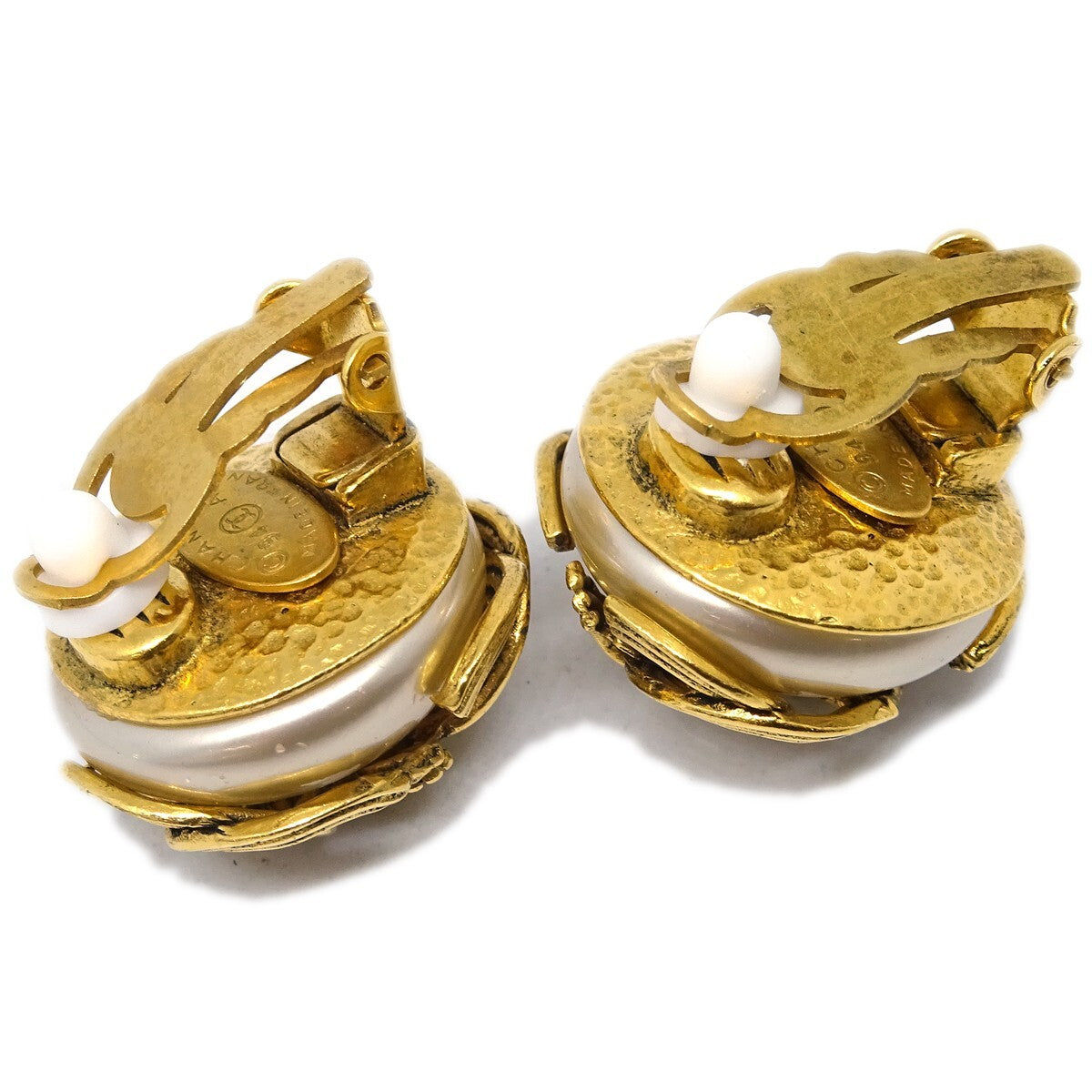 Chanel Vintage Triple Cc Earrings Metal Gold Gold_Plated Earrings Jewelry