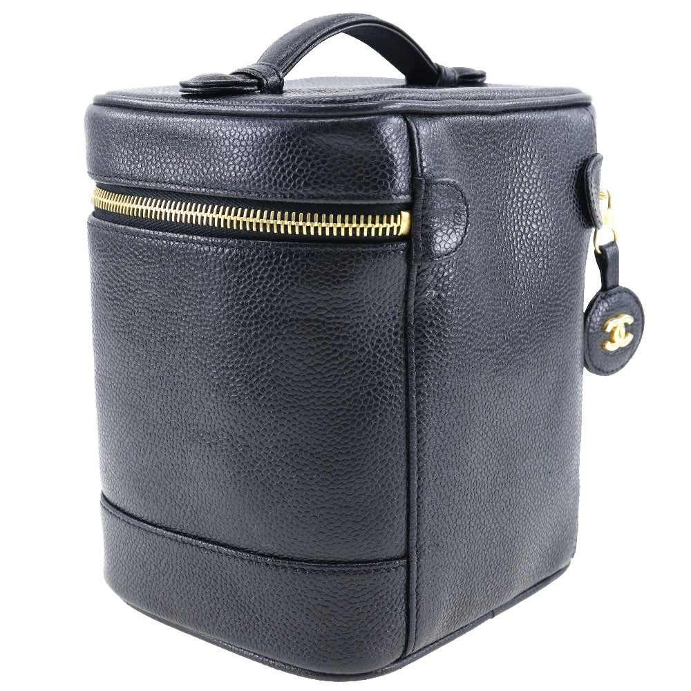 Chanel Vintage Timeless Cosmetic Case Caviar Black Leather Handbag