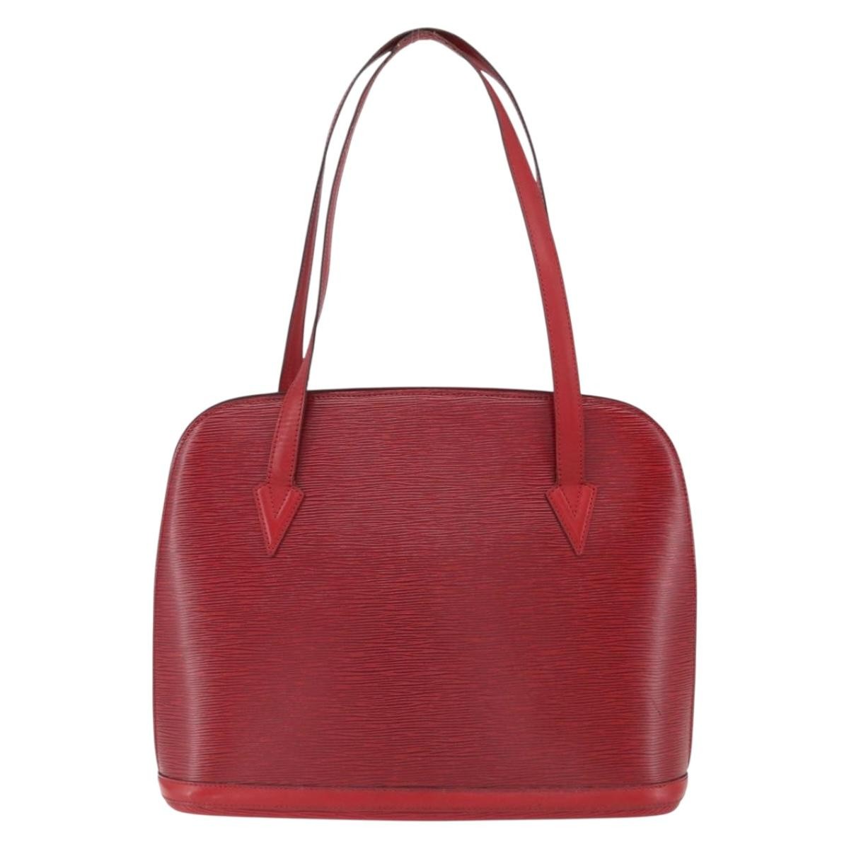 Louis Vuitton Lussac Handbag Epi Leather Red Leather Shoulder Bag
