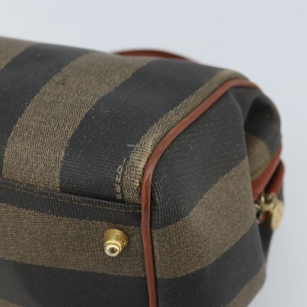 Fendi Vintage Pequin Convertible Boston Bag Coated Canvas Brown Canvas Handbag