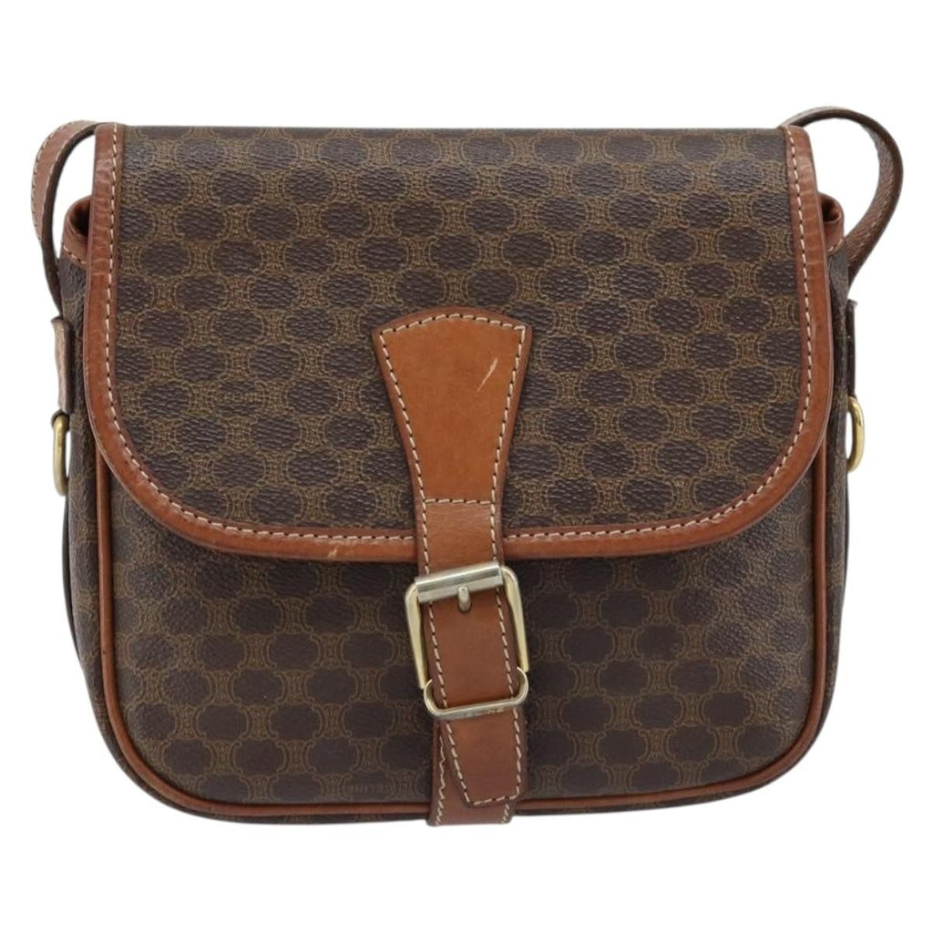 Celine Vintage Macadam Shoulder Bag Canvas And Leather Brown Pvc Shoulder Bag Bag