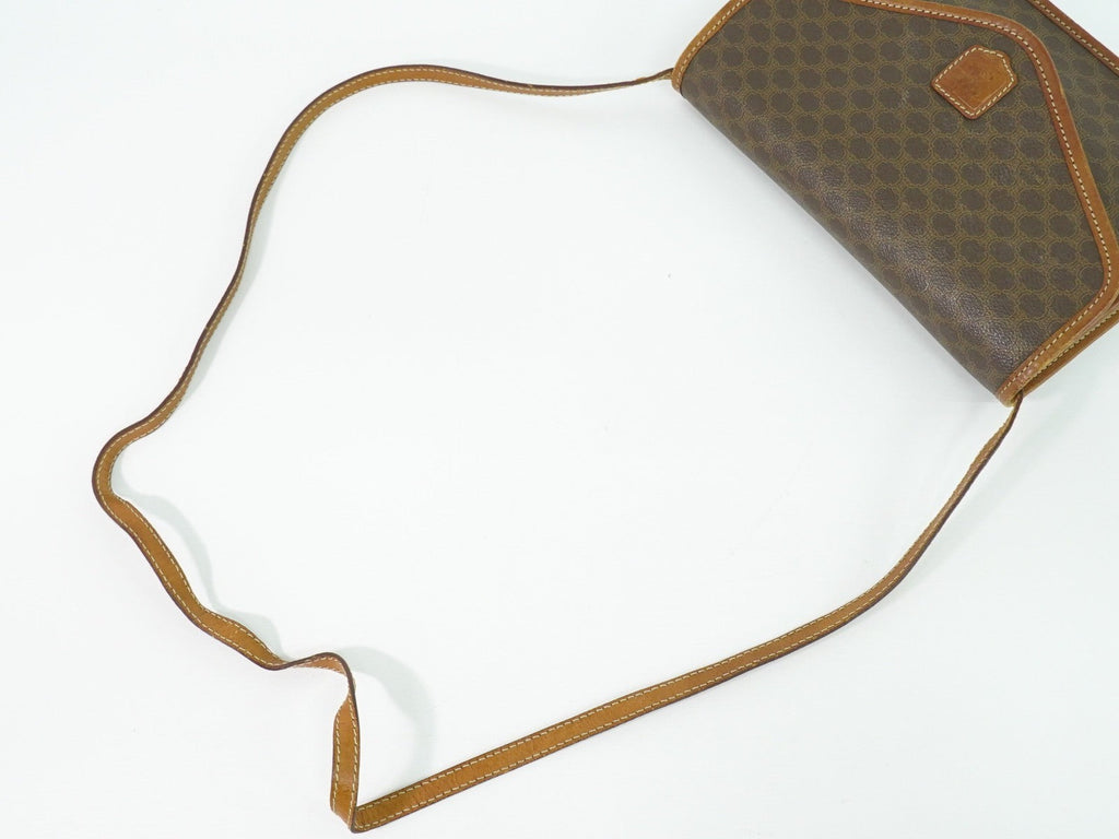 Celine Vintage Macadam Shoulder Bag Canvas And Leather Brown Canvas Shoulder Bag Bag