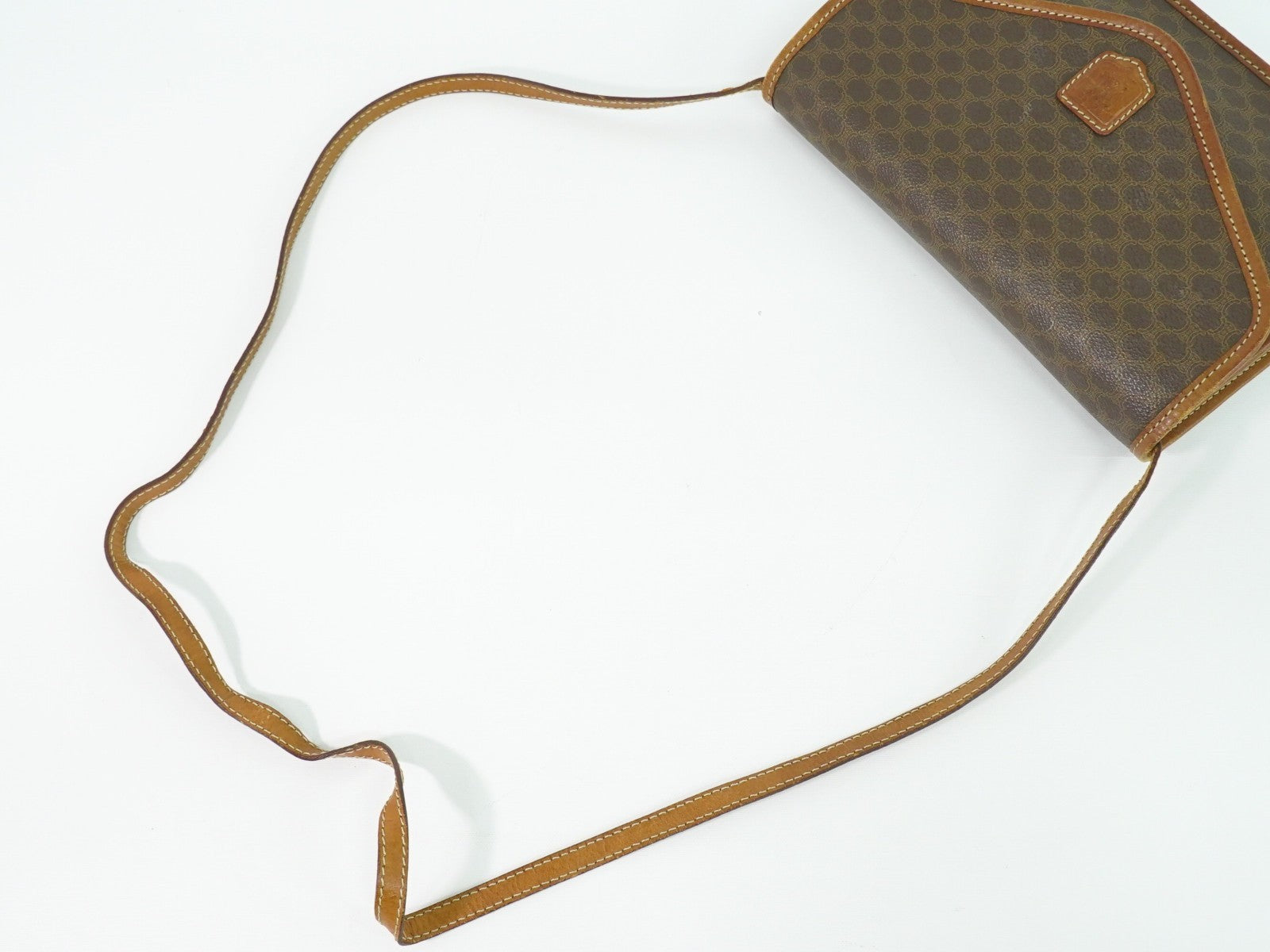 Celine Vintage Macadam Shoulder Bag Canvas And Leather Brown Canvas Shoulder Bag Bag