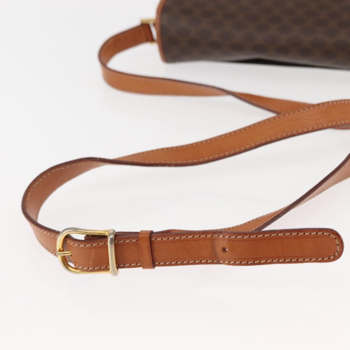Celine Vintage Macadam Circle Logo Shoulder Bag Canvas And Leather Brown Canvas Bag