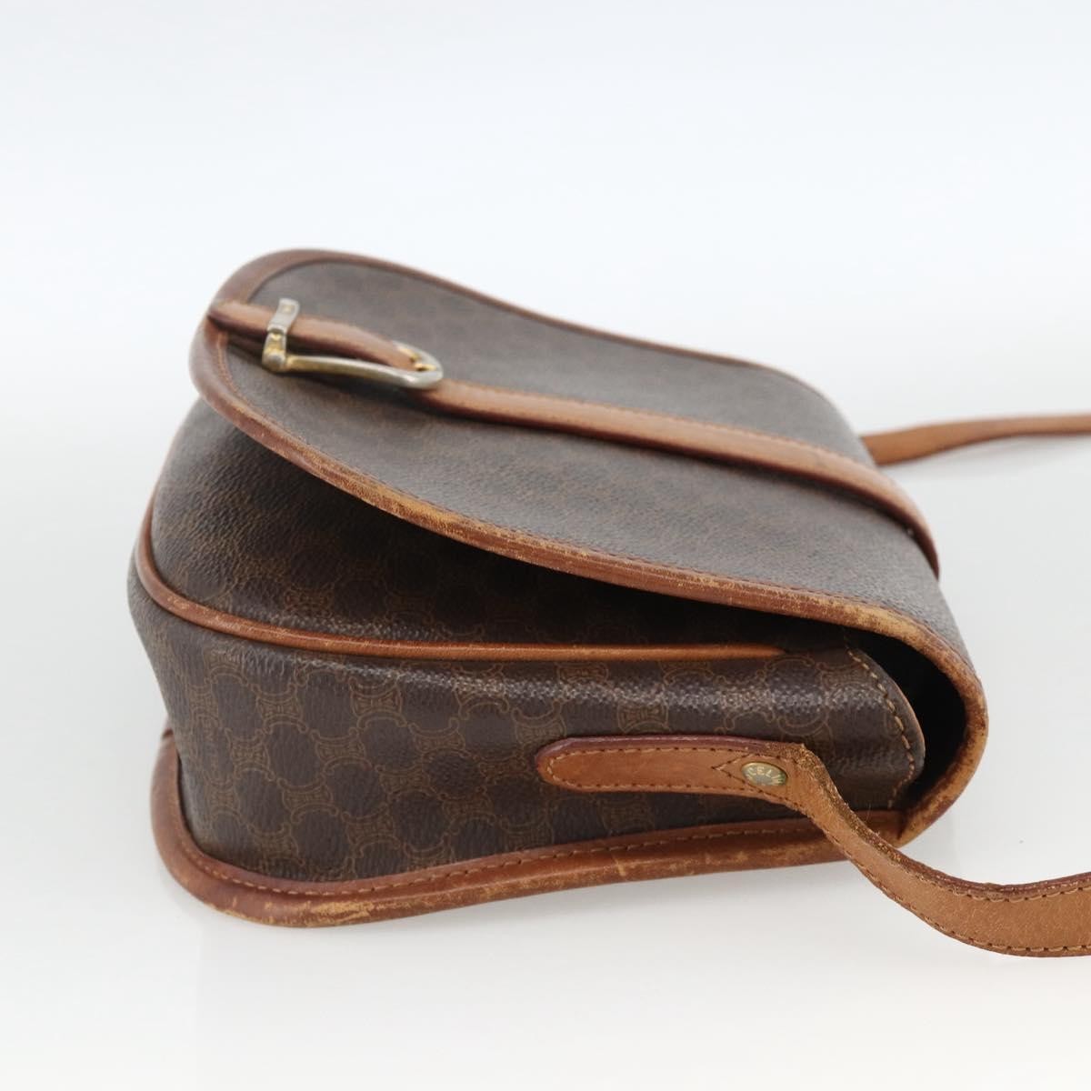 Celine Vintage Macadam Shoulder Bag Canvas And Leather Brown Canvas Shoulder Bag Bag