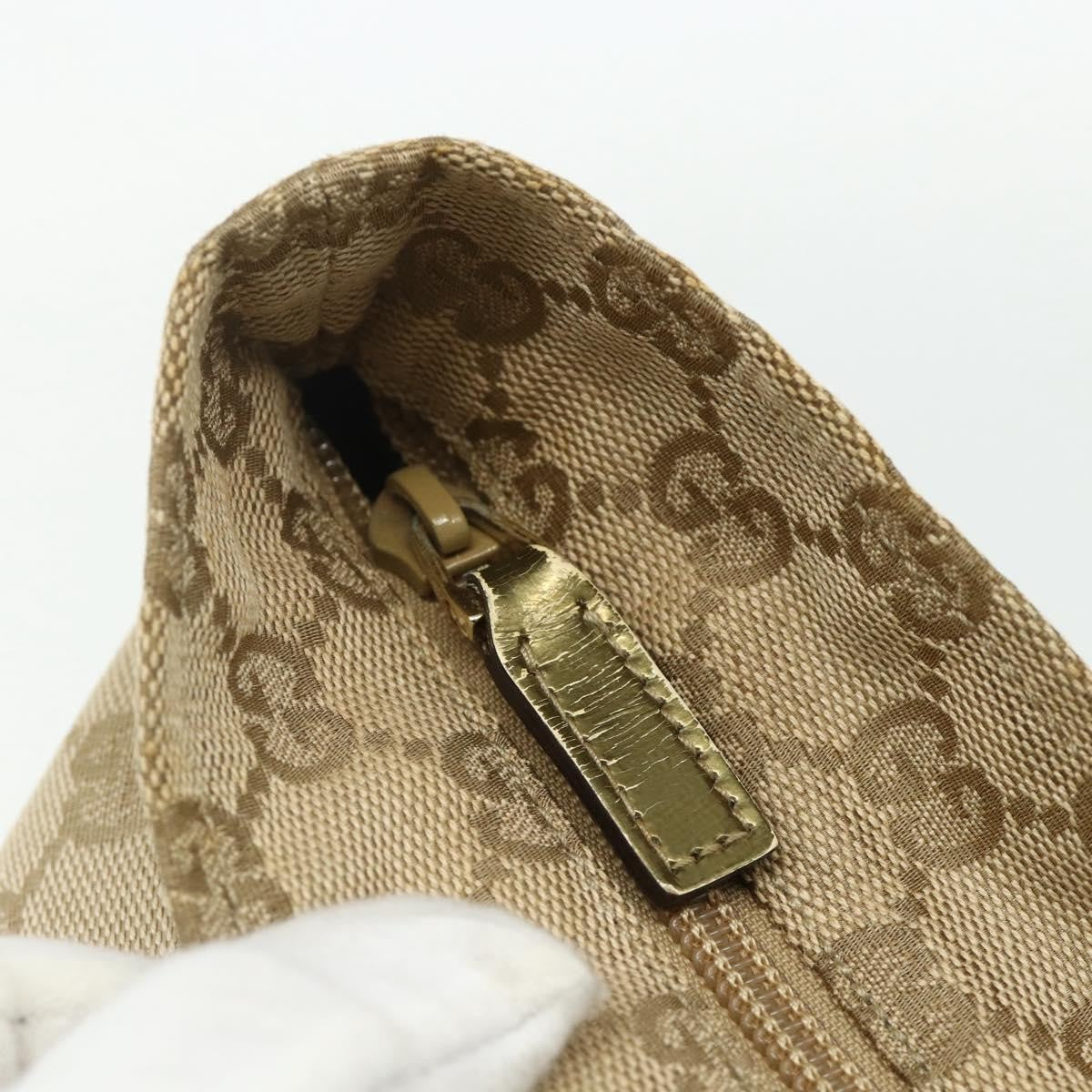 Gucci Web Zip Tote Gg Canvas Beige Canvas Tote Bag Bag (Pre-Owned)