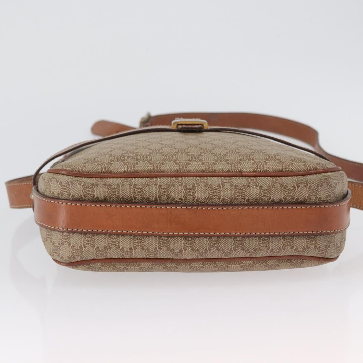 Celine Vintage Macadam Shoulder Bag Canvas And Leather Beige Canvas Shoulder Bag Bag