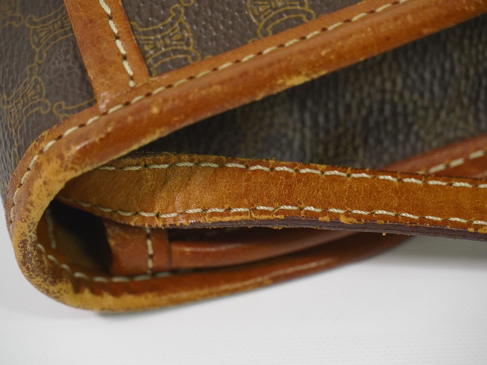 Celine Vintage Macadam Shoulder Bag Canvas And Leather Brown Canvas Shoulder Bag Bag
