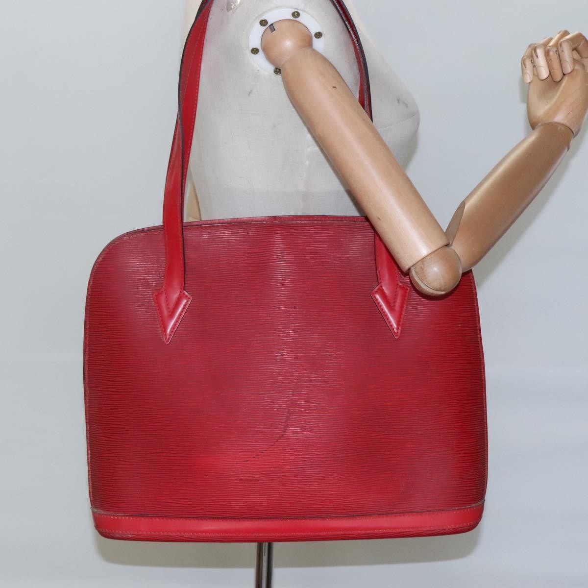 Louis Vuitton Lussac Handbag Epi Leather Red Leather Shoulder Bag