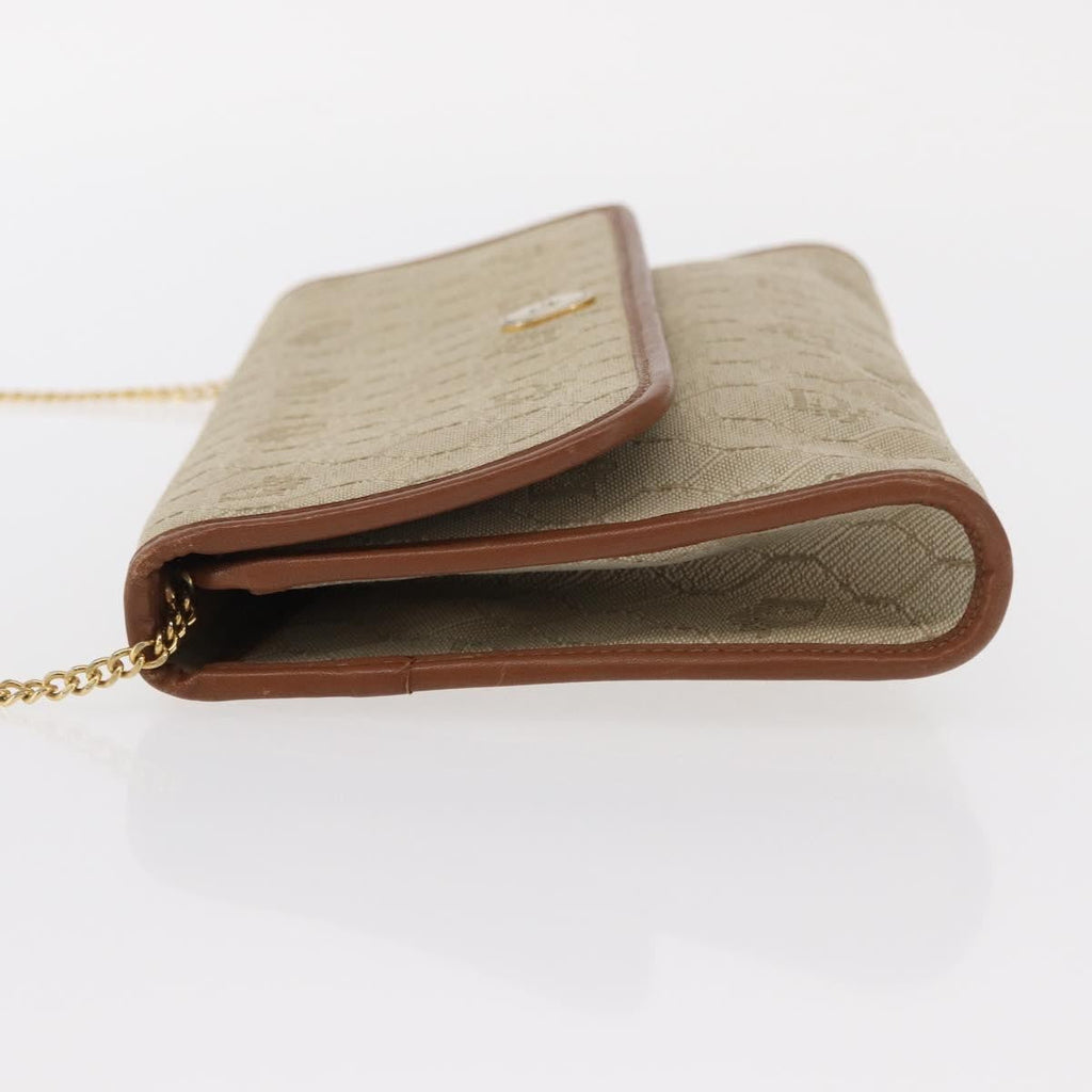Christian Dior Vintage Honeycomb Chain Canvas Beige Canvas Shoulder Bag Bag (Pre-Owned)