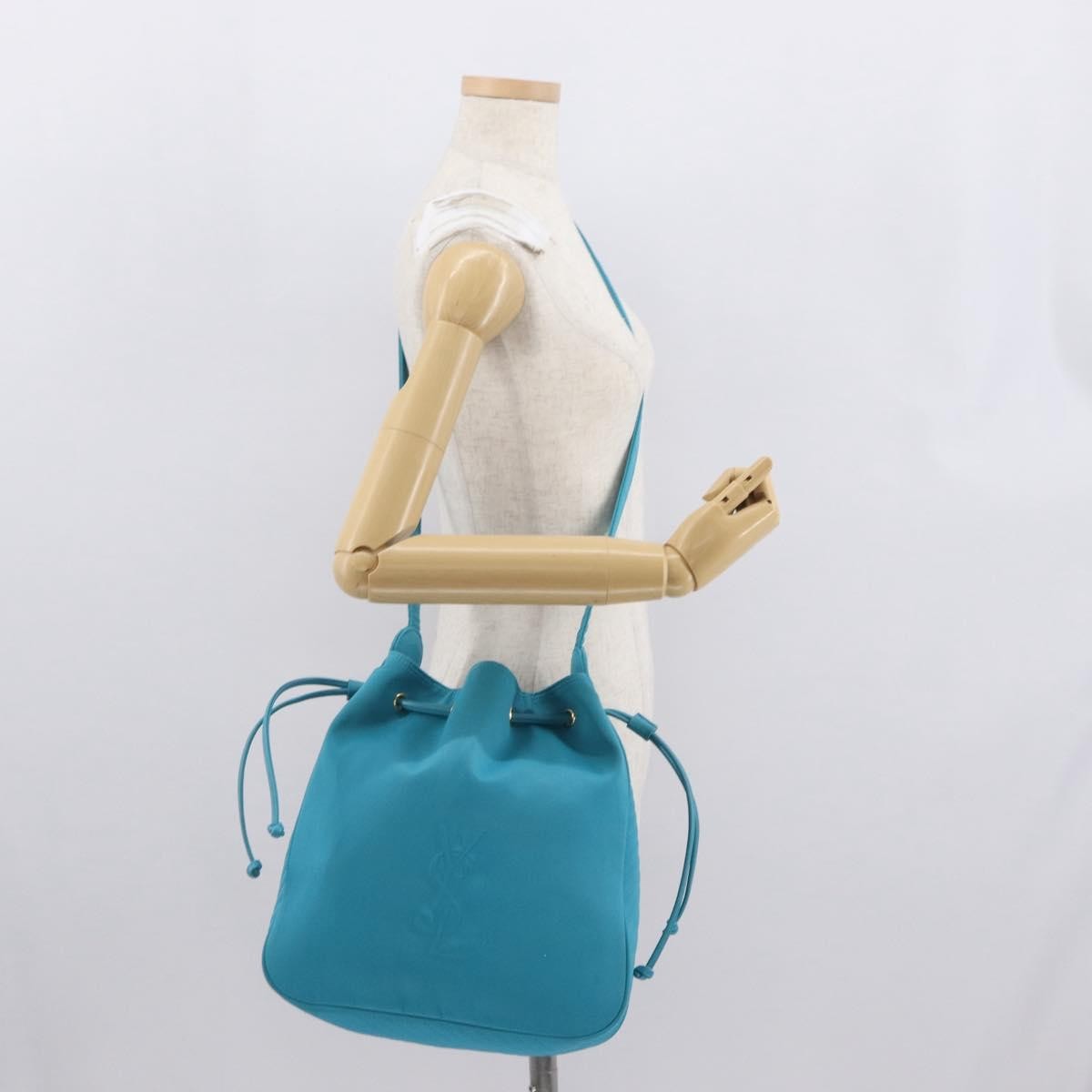 Saint Laurent Vintage Shoulder Bag Nylon Turquoise Nylon Shoulder Bag Bag (Pre-Owned)