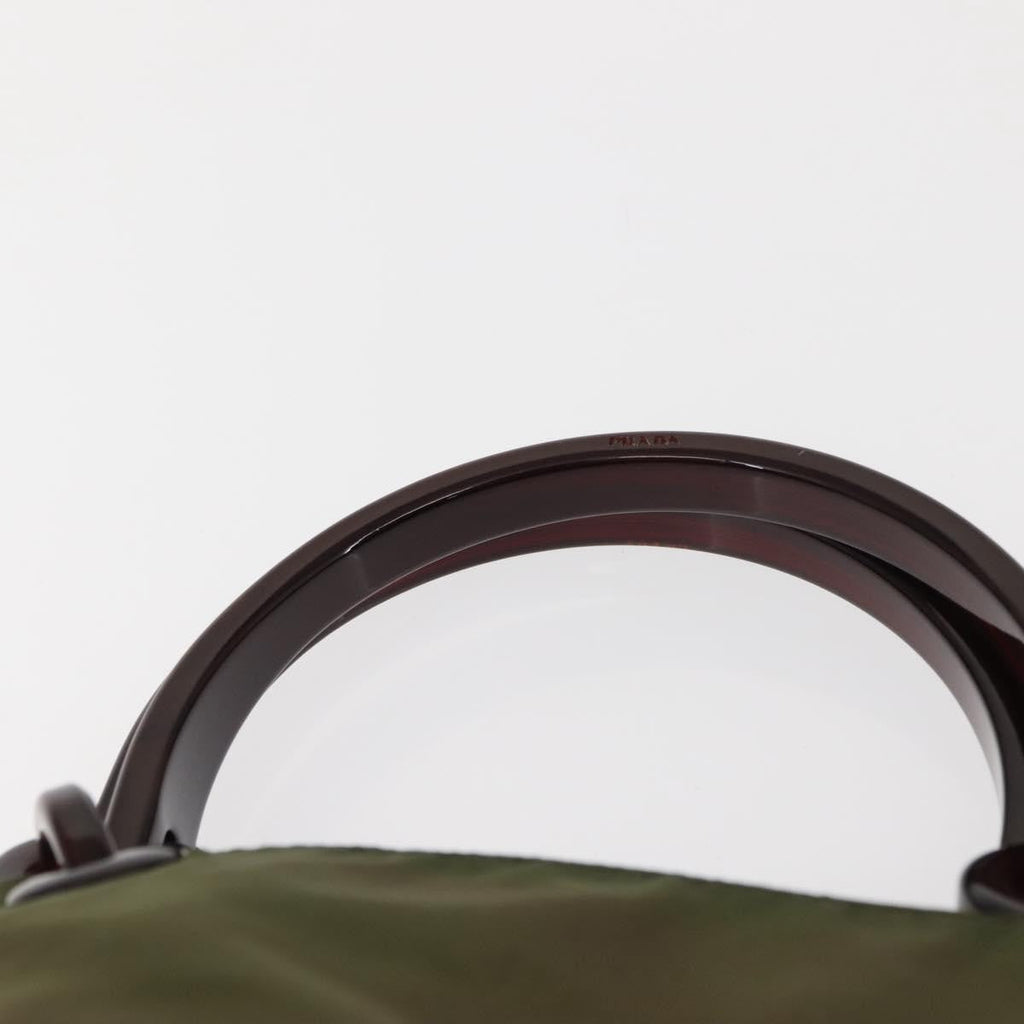 Prada Resin Handle Tote Tessuto Khaki Nylon Tote Bag Bag