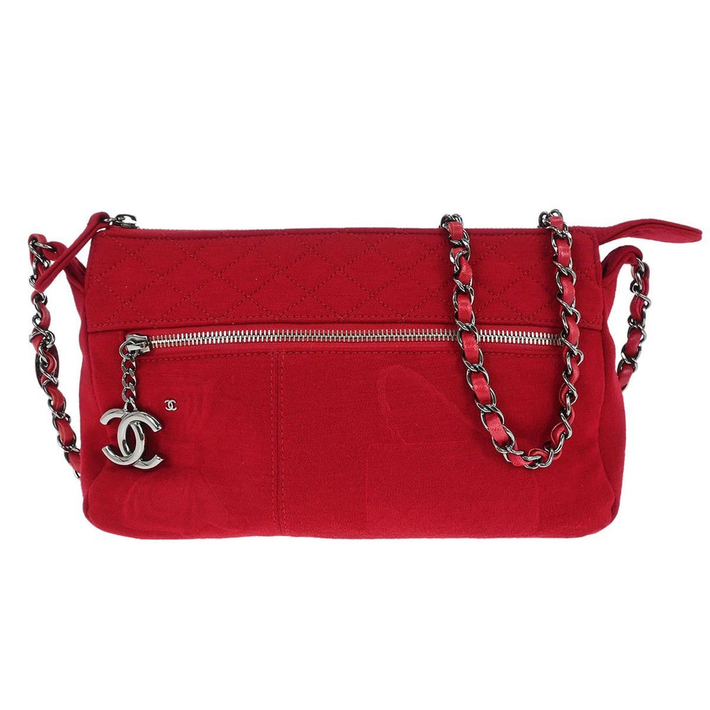 Chanel Vintage Chain Shoulder Bag Cotton Red Cotton Shoulder Bag Bag