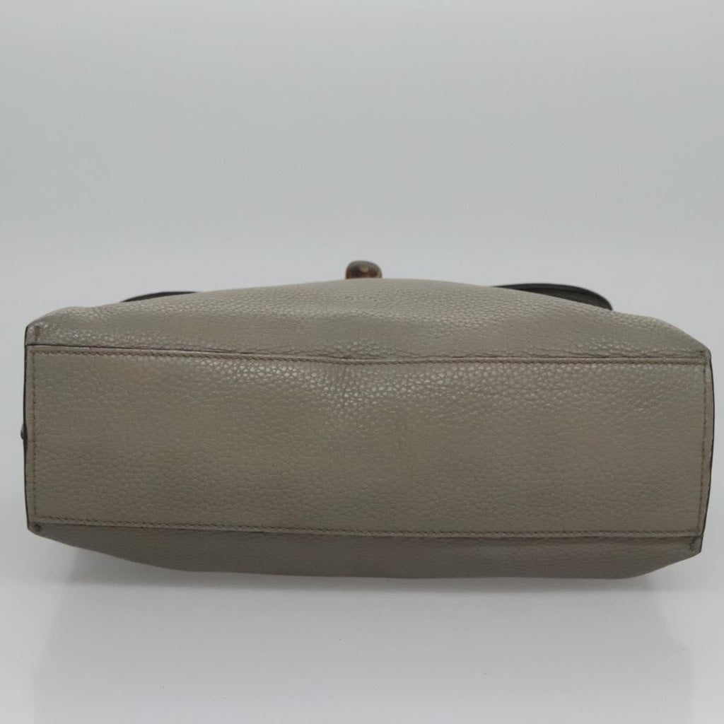 Gucci Bamboo Daily Top Handle Bag Leather Gray Leather Handbag (Pre-Owned)