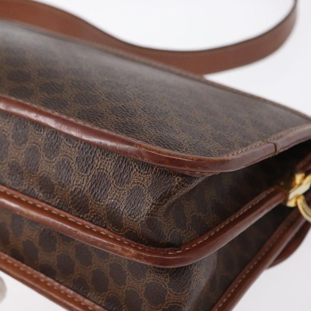 Celine Vintage Macadam Shoulder Bag Canvas Brown Canvas Shoulder Bag Bag