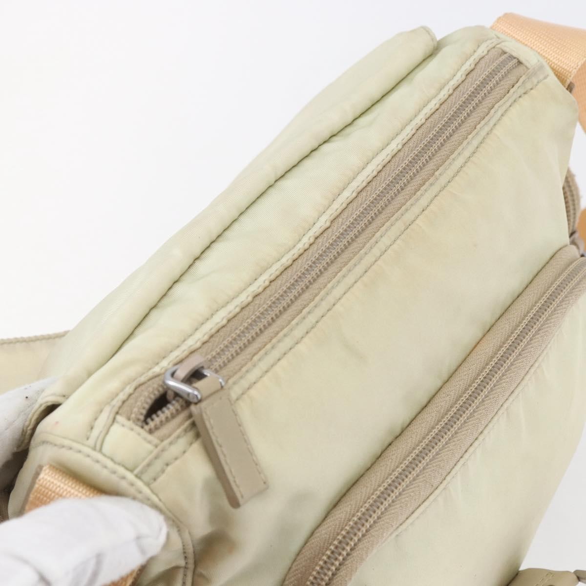 Prada Buckle Messenger Bag Tessuto Beige Nylon Shoulder Bag Bag