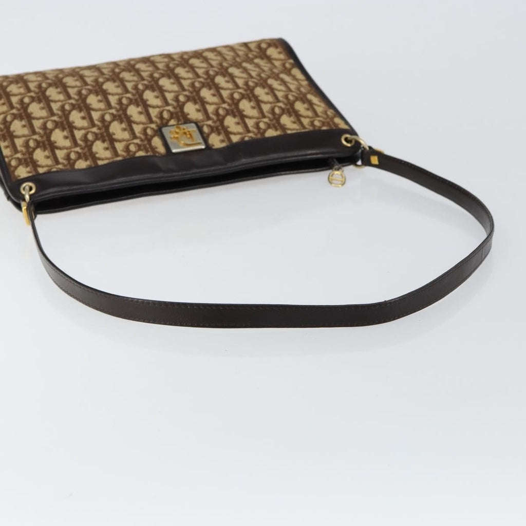 Christian Dior Vintage Trotter Shoulder Bag Canvas Brown Canvas Bag (Pre-Owned)