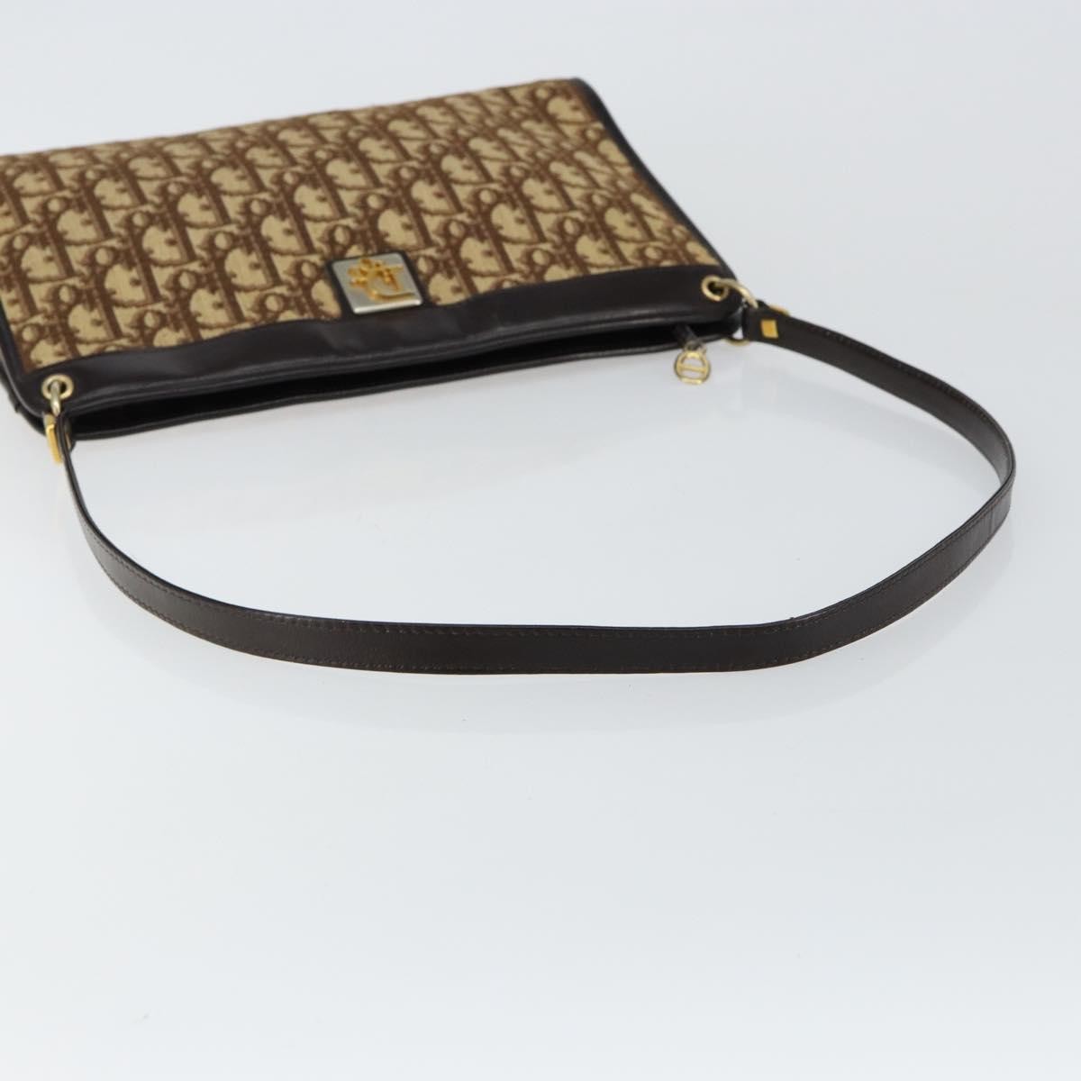 Christian Dior Vintage Trotter Shoulder Bag Canvas Brown Canvas Bag (Pre-Owned)