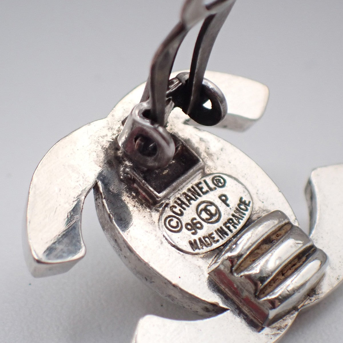 Chanel Cc Turnlock Clip-On Earrings Metal Silver Silver_Plated Earrings Jewelry