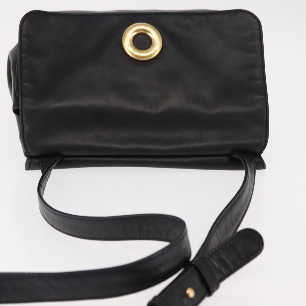 Celine Circle Logo Leather Black Leather Shoulder Bag Bag
